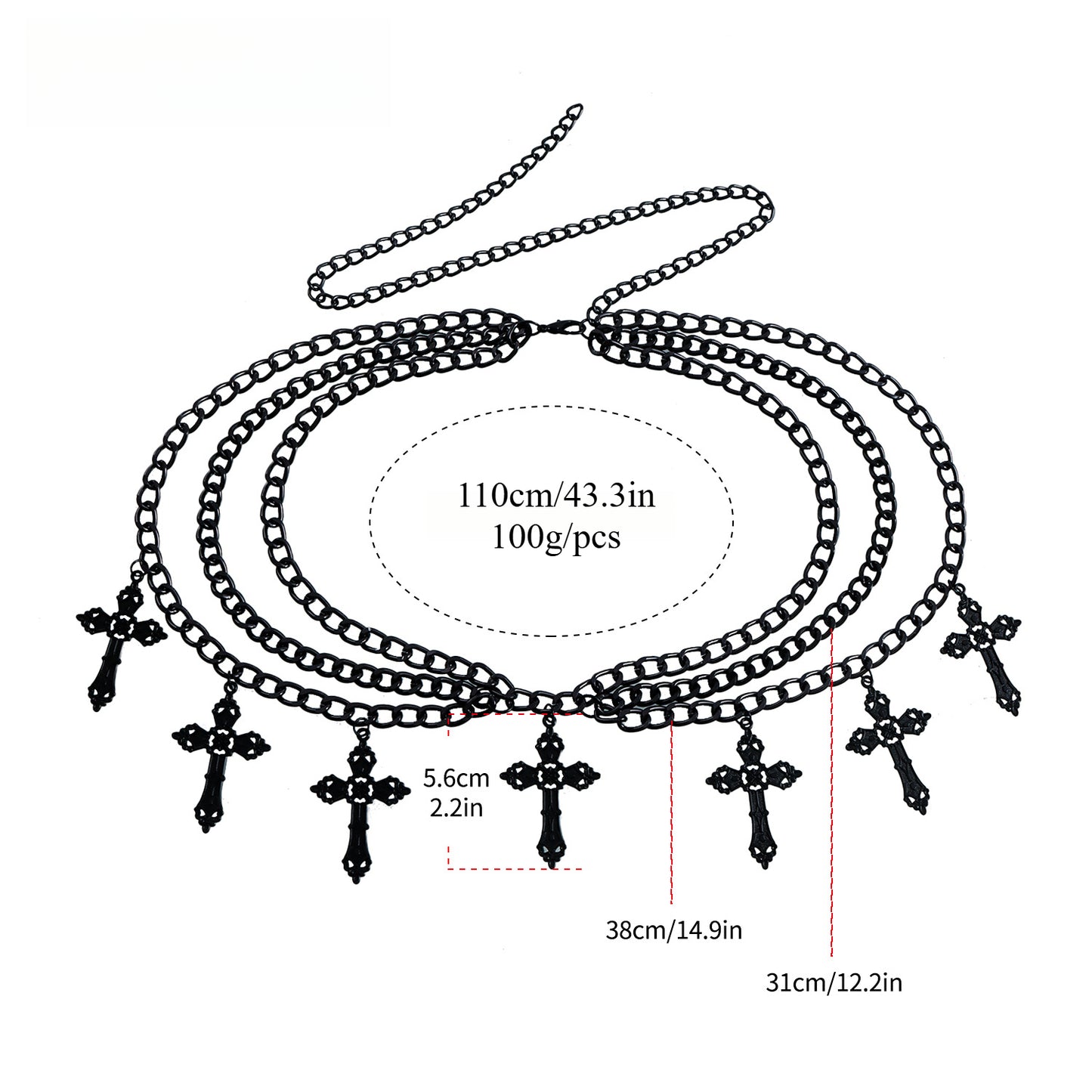 Gothic Metal hollow cross Body Chain