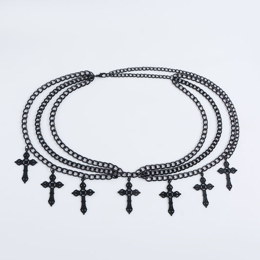 Gothic Metal hollow cross Body Chain